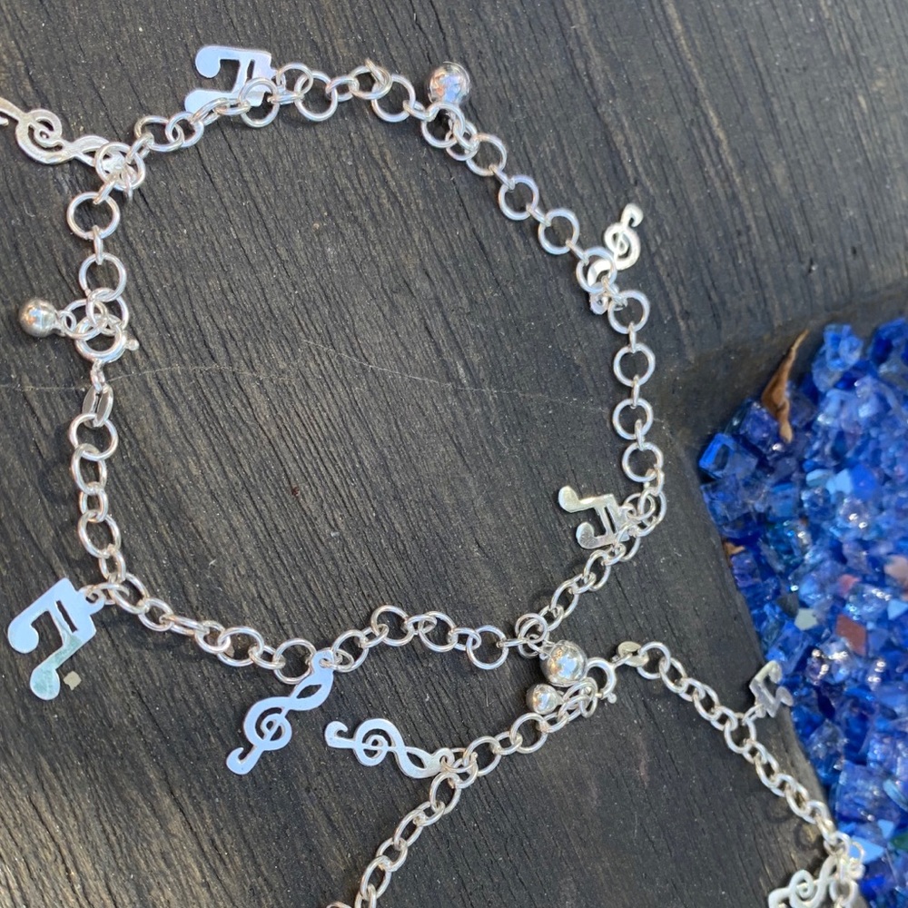 .🎼 925 Musical Notes Anklet ( NEW! ✔️🌟)